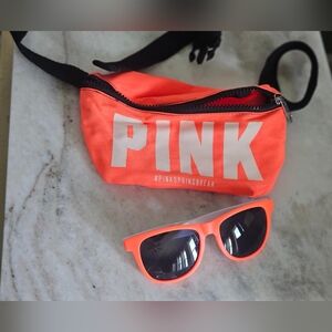 PINK Victoria's Secret Orange Fanny Pack and Sunglasses
